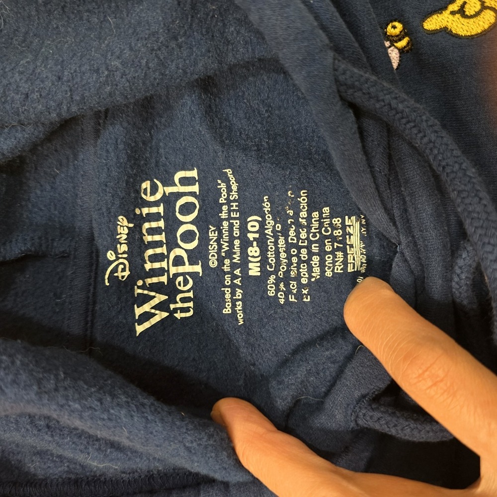 Disney Winnie the Pooh "Stay Sweet" Hoodie Navy Blue Kids Size M (8-10) Fleece - Picture 4 of 7